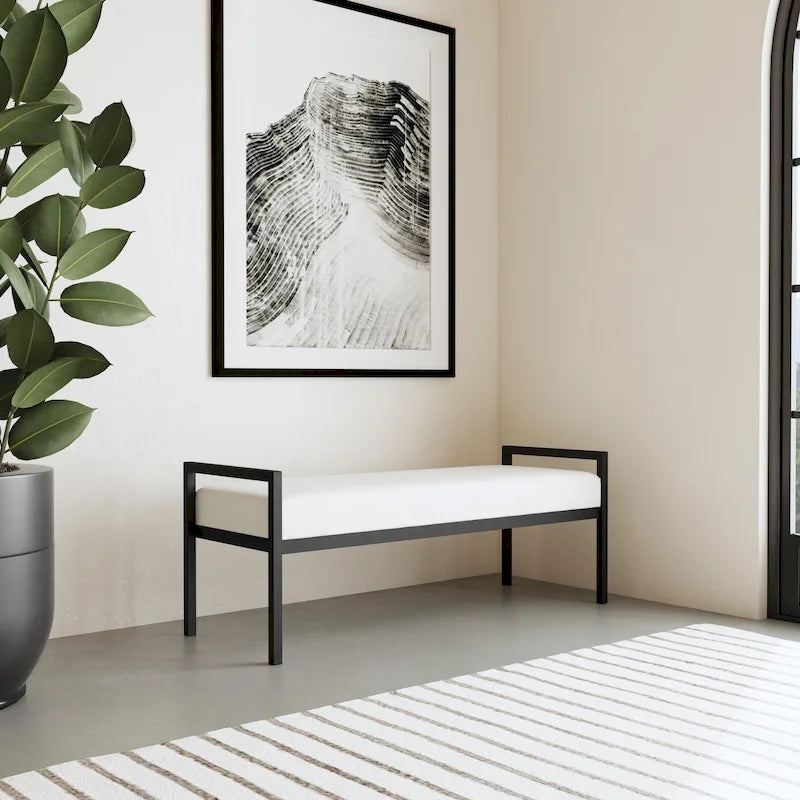 Modern Metal Upholstered Bench