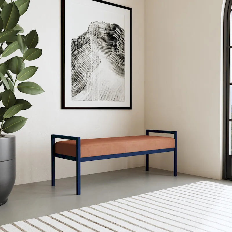 Modern Metal Upholstered Bench