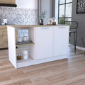 Kitchen Island with Large Top, Double Door Cabinet and Open Shelves