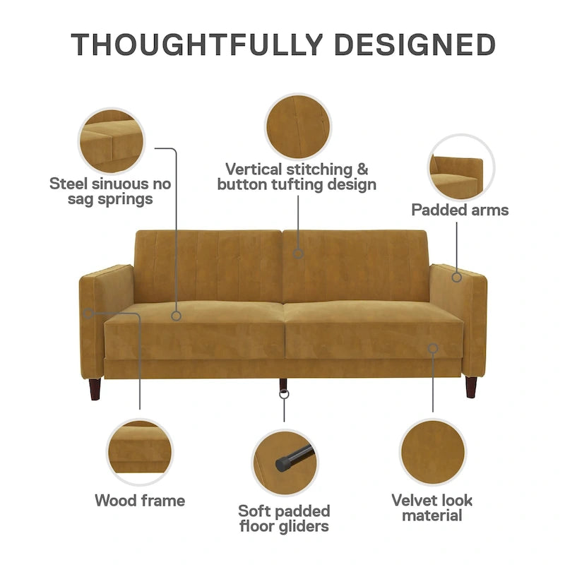 Tufted Velvet Transitional Futon