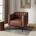 Industrial PU Leather Accent Chair with Channel Tufting and Metal Legs