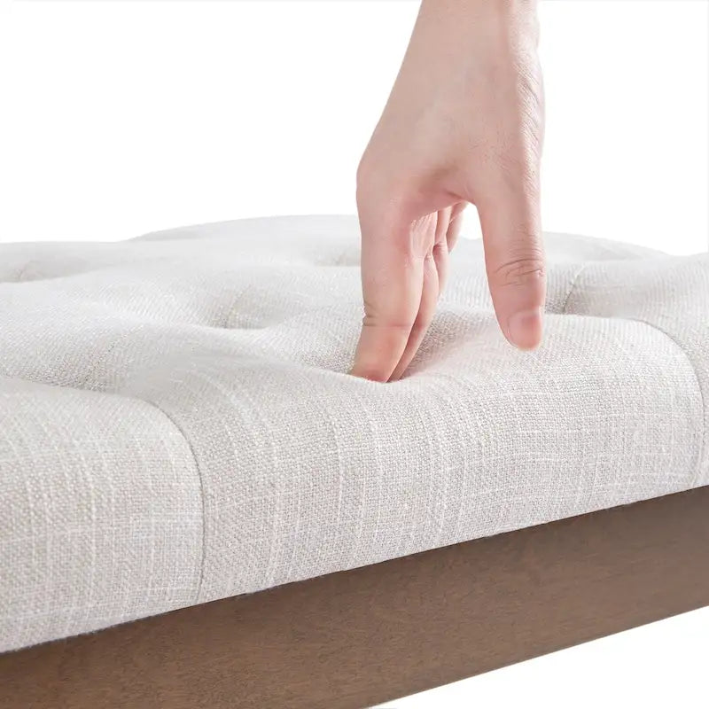 Button-Tufted End-of-Bed Bench, 44-inch Linen or PU Leather