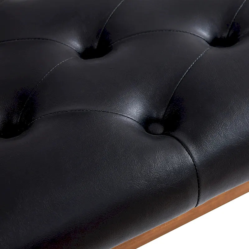 Button-Tufted End-of-Bed Bench, 44-inch Linen or PU Leather