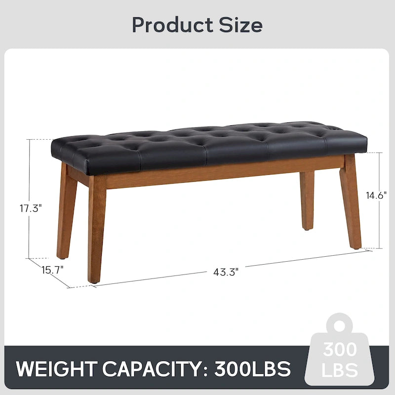 Button-Tufted End-of-Bed Bench, 44-inch Linen or PU Leather