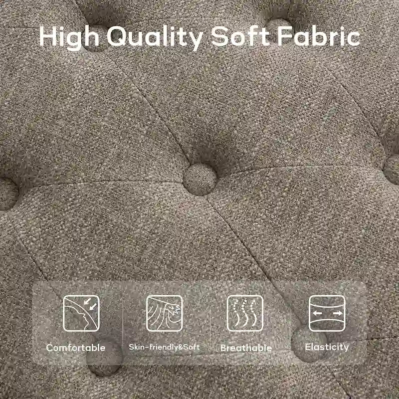 Button-Tufted End-of-Bed Bench, 44-inch Linen or PU Leather