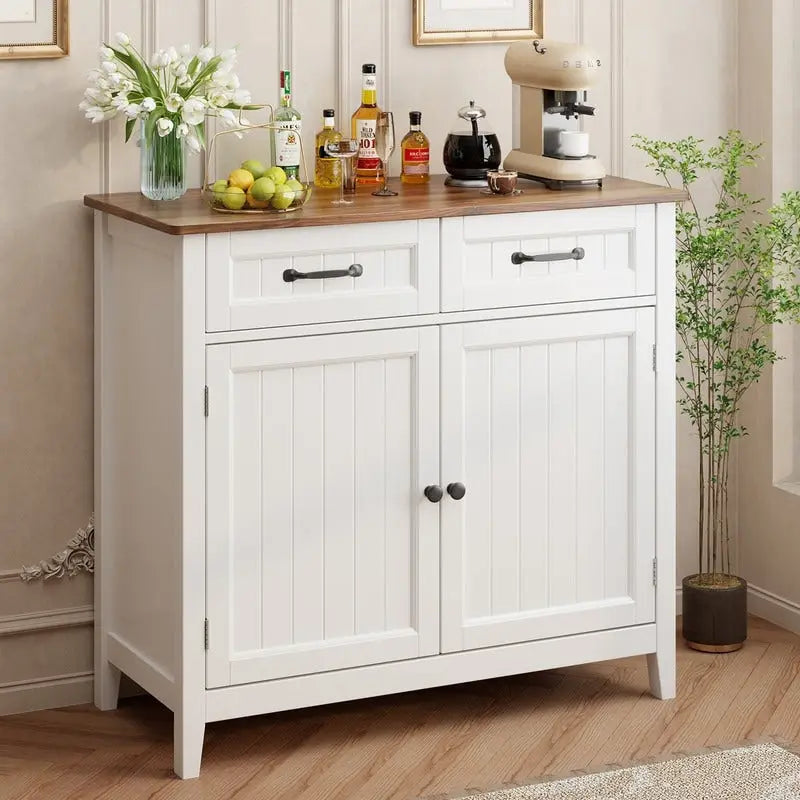 Kitchen Sideboard Buffet Storage Cabinet with 2 Drawers, Coffee Bar
