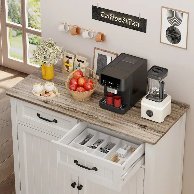 Kitchen Sideboard Buffet Storage Cabinet with 2 Drawers, Coffee Bar