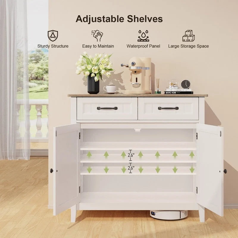 Kitchen Sideboard Buffet Storage Cabinet with 2 Drawers, Coffee Bar