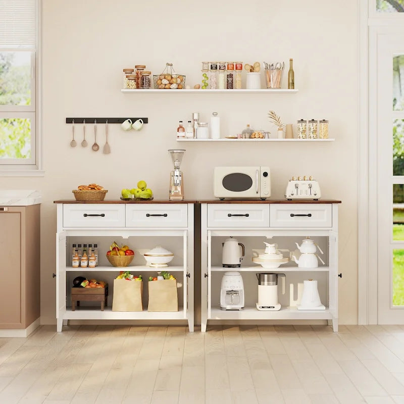 Kitchen Sideboard Buffet Storage Cabinet with 2 Drawers, Coffee Bar
