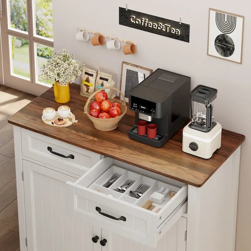 Kitchen Sideboard Buffet Storage Cabinet with 2 Drawers, Coffee Bar