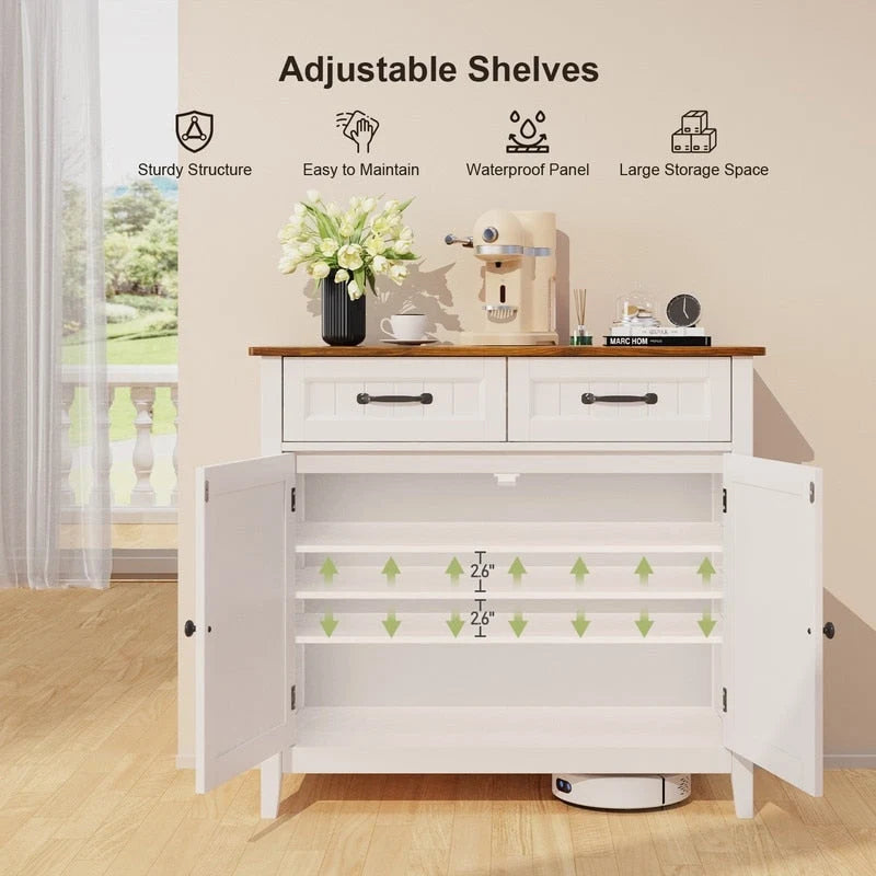 Kitchen Sideboard Buffet Storage Cabinet with 2 Drawers, Coffee Bar