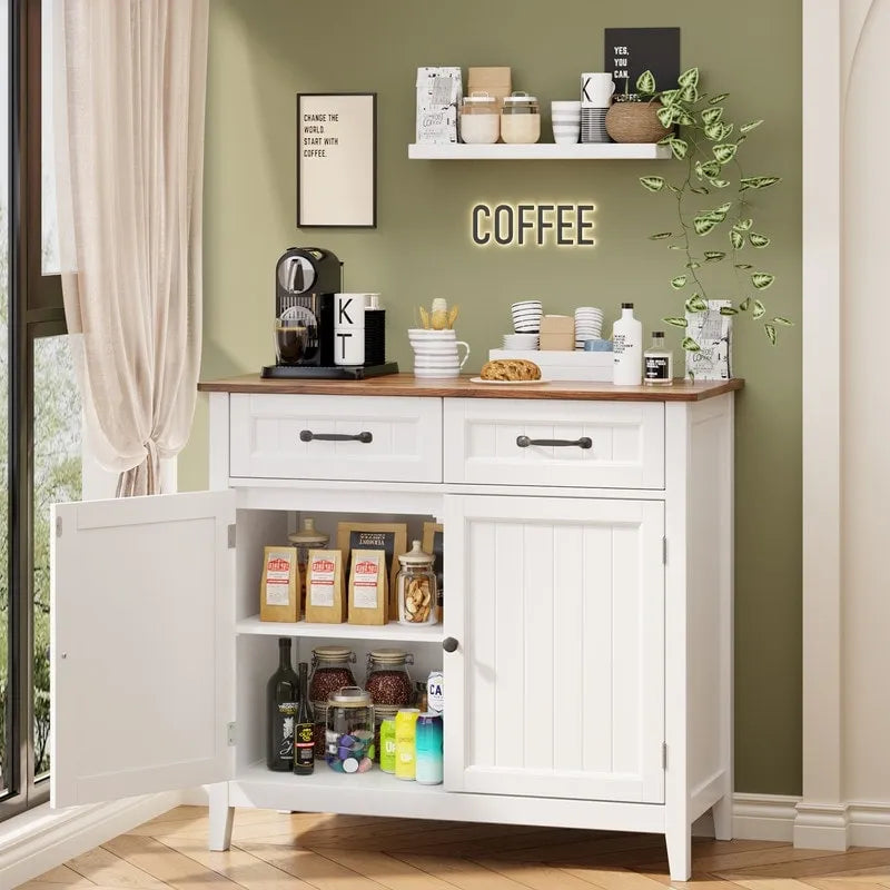 Kitchen Sideboard Buffet Storage Cabinet with 2 Drawers, Coffee Bar