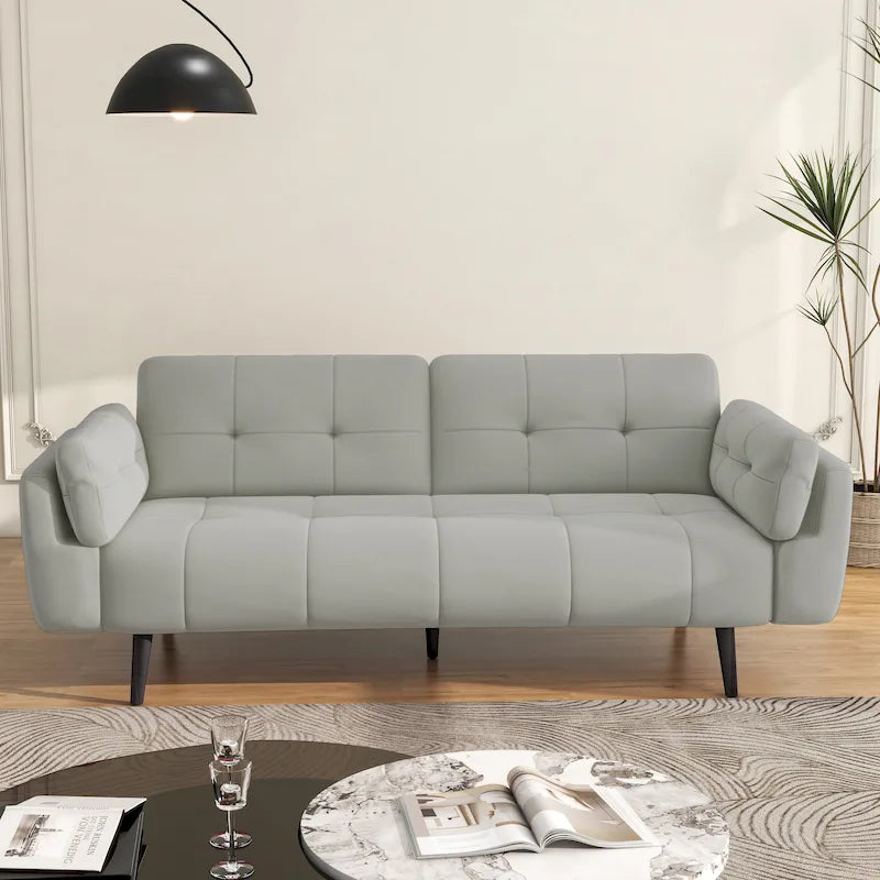 Modern Adjustable Backrest Convertible Futon Sleeper Couch
