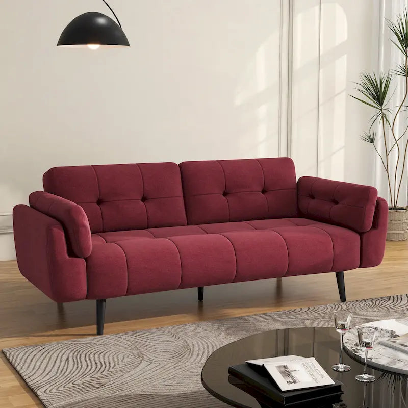 Modern Adjustable Backrest Convertible Futon Sleeper Couch