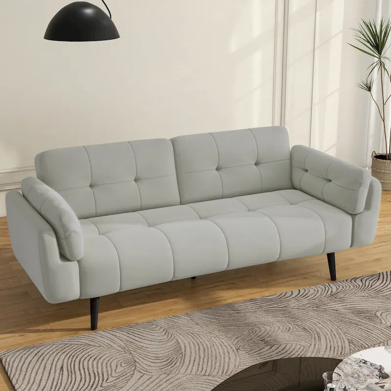 Modern Adjustable Backrest Convertible Futon Sleeper Couch