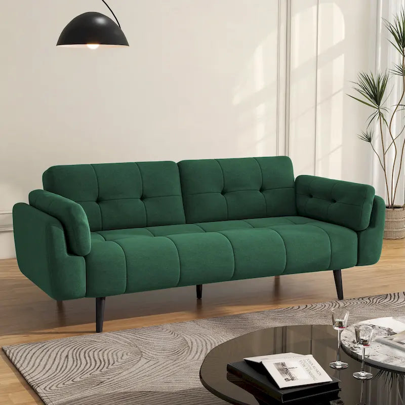 Modern Adjustable Backrest Convertible Futon Sleeper Couch