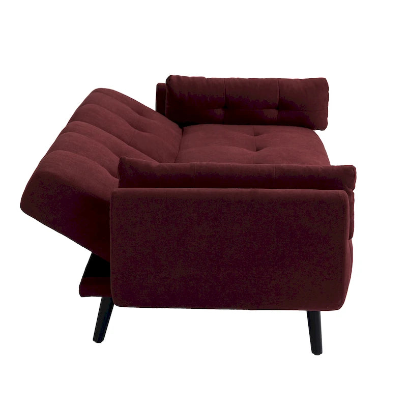Modern Adjustable Backrest Convertible Futon Sleeper Couch