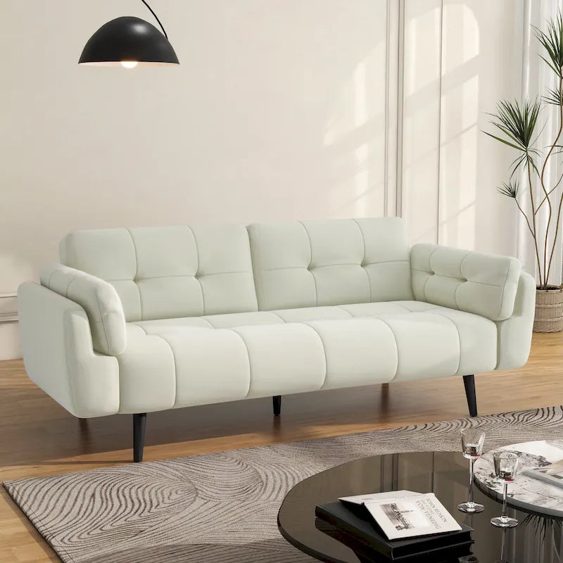 Modern Adjustable Backrest Convertible Futon Sleeper Couch