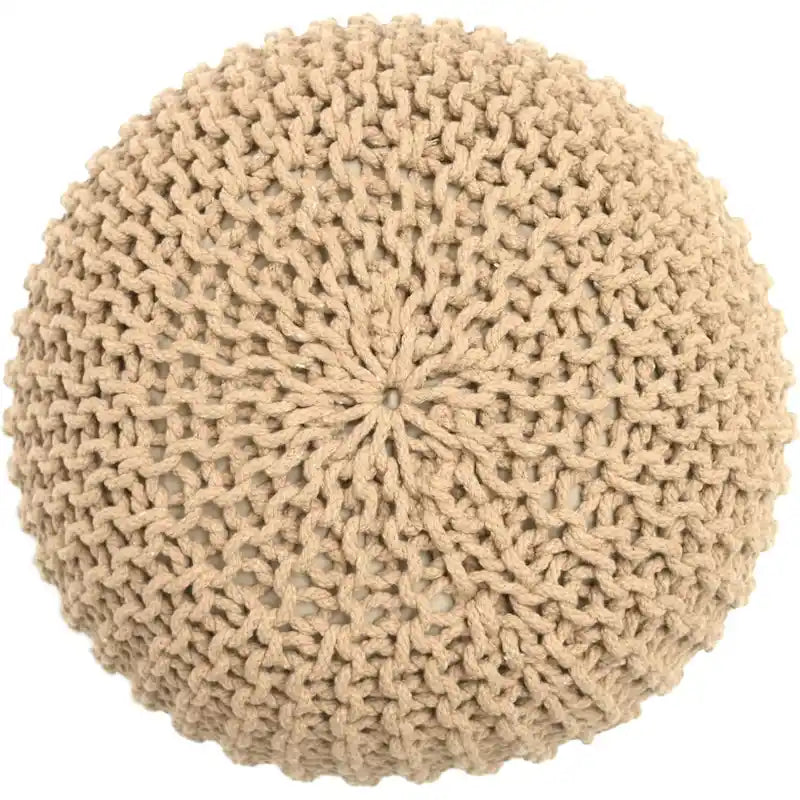 Hand-Knitted Cotton Braided Pouf Ottoman Foot Stool, 18x18x14