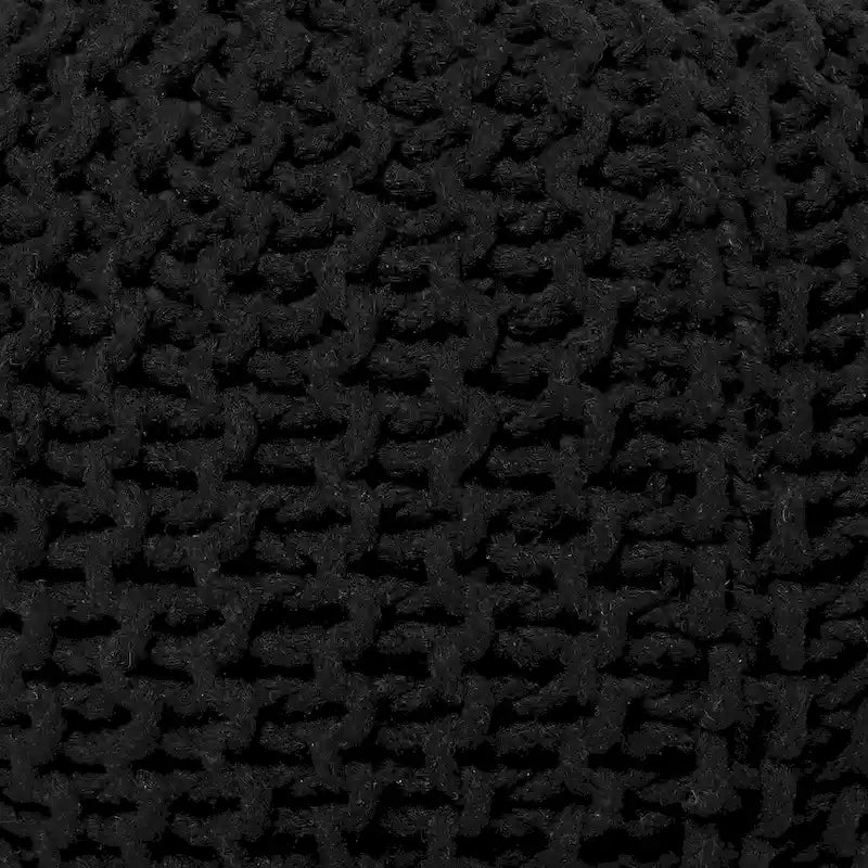 Hand-Knitted Cotton Braided Pouf Ottoman Foot Stool, 18x18x14