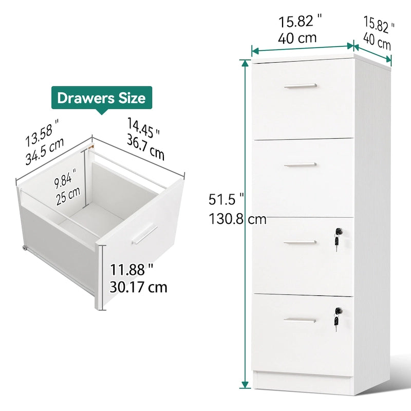 51 Inch 4 Drawer Lockable Vertical File Cabinet for Home Office