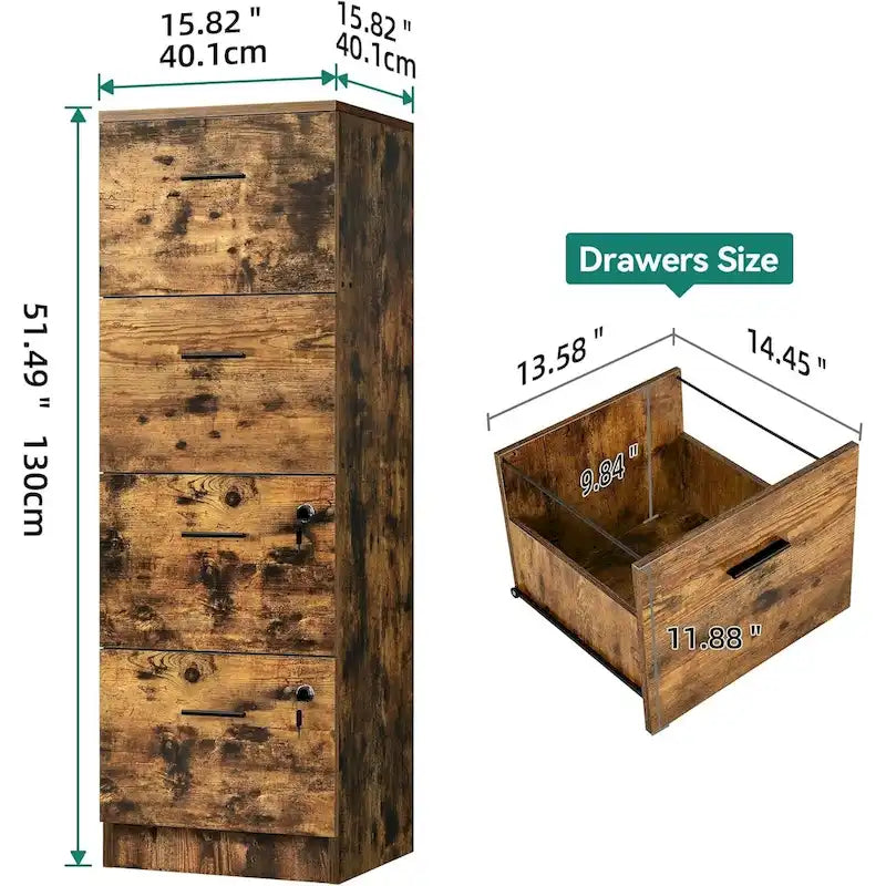 51 Inch 4 Drawer Lockable Vertical File Cabinet for Home Office
