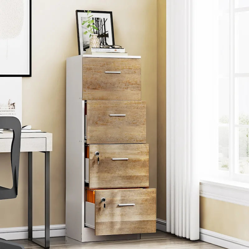 51 Inch 4 Drawer Lockable Vertical File Cabinet for Home Office