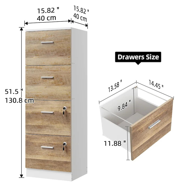 51 Inch 4 Drawer Lockable Vertical File Cabinet for Home Office