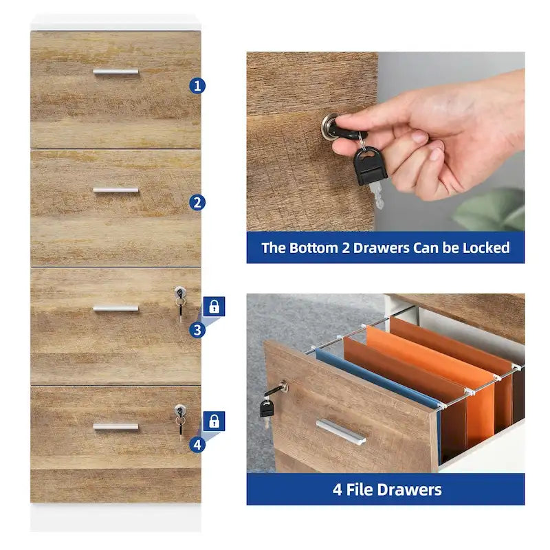 51 Inch 4 Drawer Lockable Vertical File Cabinet for Home Office