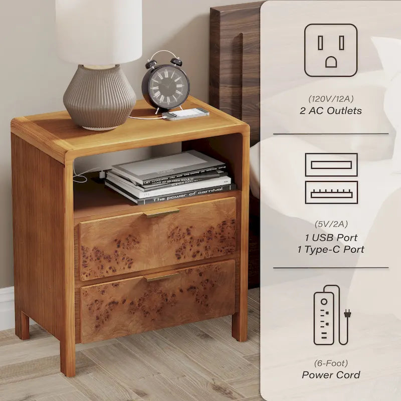 Fully-Assembled Farmhouse Nightstand, Rustic Distressed Wood Chest