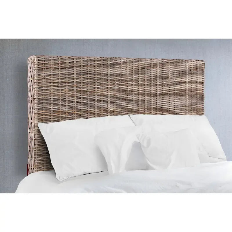 Rattan Adjustable Headboard, Handwoven Cane with Mahogany Frame