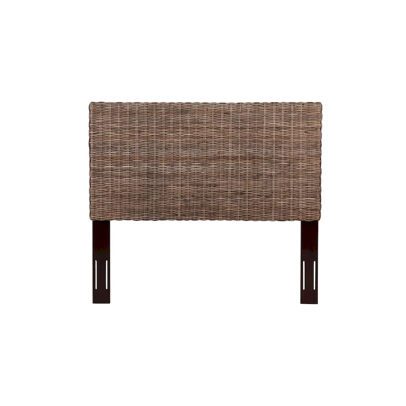 Rattan Adjustable Headboard, Handwoven Cane with Mahogany Frame