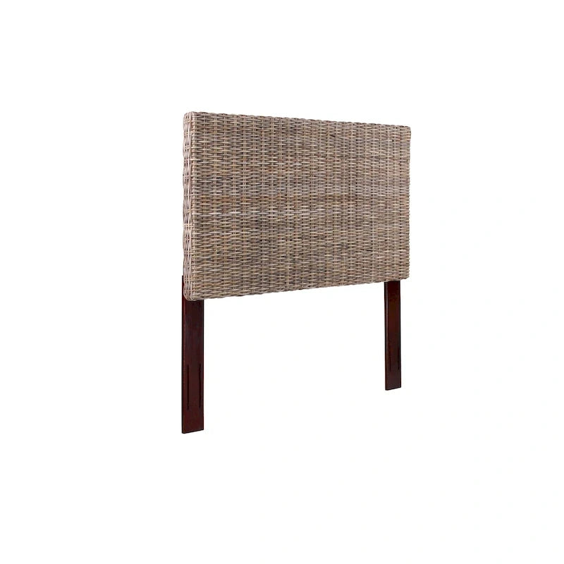 Rattan Adjustable Headboard, Handwoven Cane with Mahogany Frame