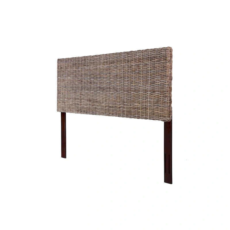 Rattan Adjustable Headboard, Handwoven Cane with Mahogany Frame