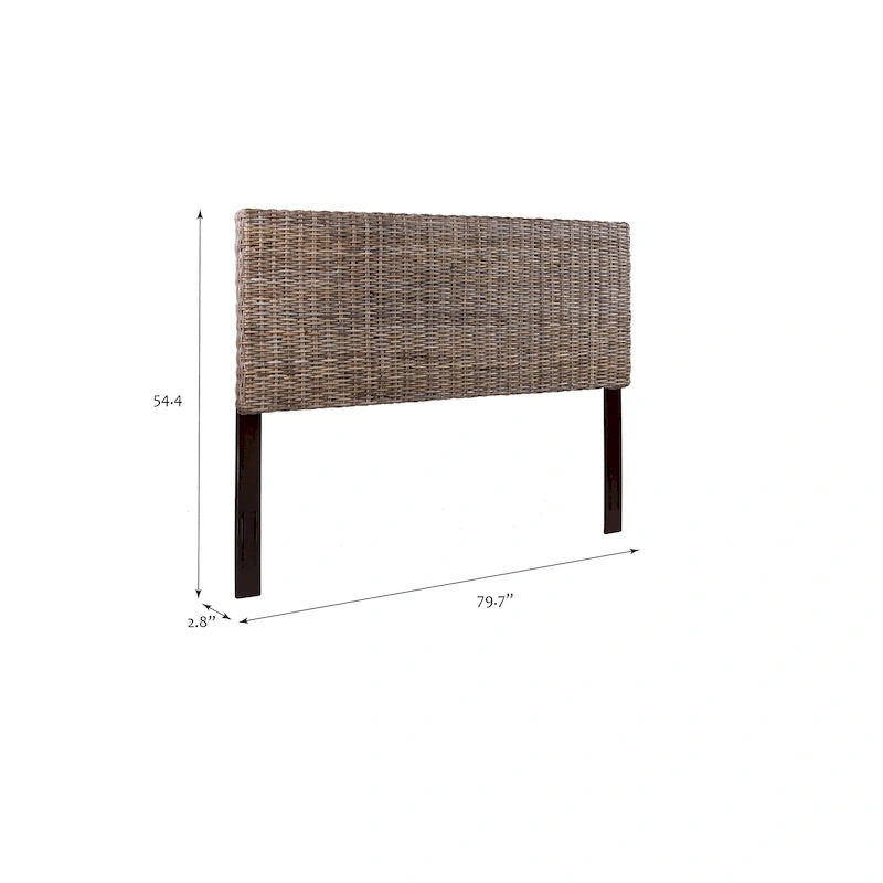 Rattan Adjustable Headboard, Handwoven Cane with Mahogany Frame