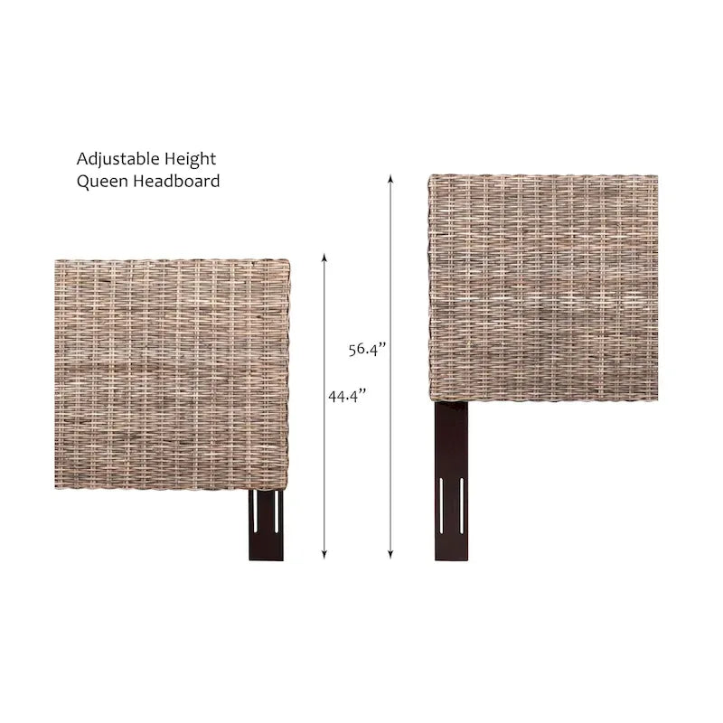 Rattan Adjustable Headboard, Handwoven Cane with Mahogany Frame
