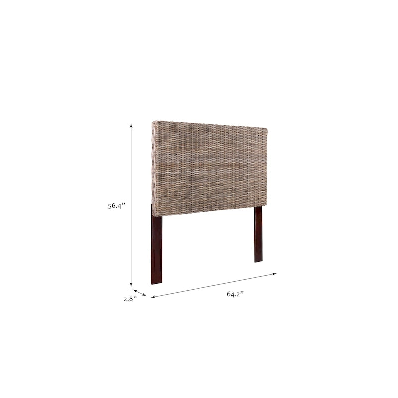 Rattan Adjustable Headboard, Handwoven Cane with Mahogany Frame
