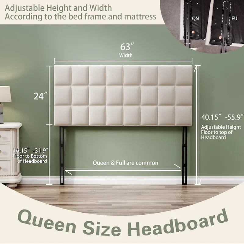 Queen Foldable Upholstered Headboard