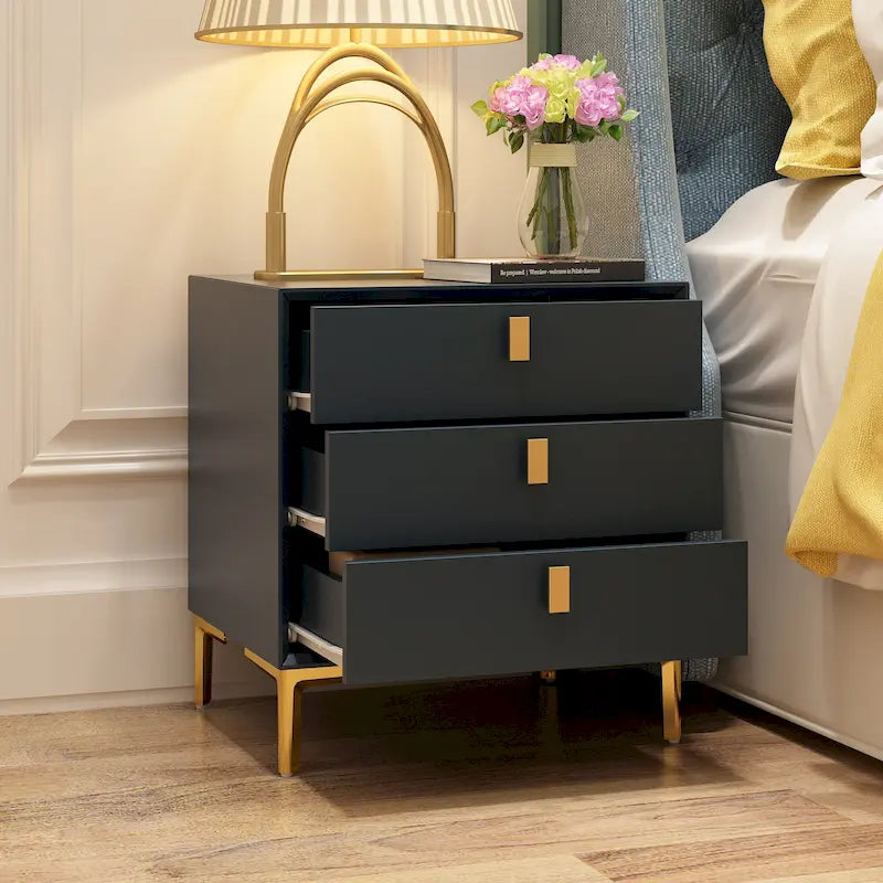3-Drawer Mid-Century Modern Nightstand End Table
