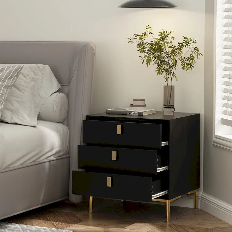 3-Drawer Mid-Century Modern Nightstand End Table