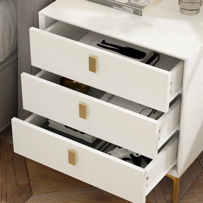 3-Drawer Mid-Century Modern Nightstand End Table