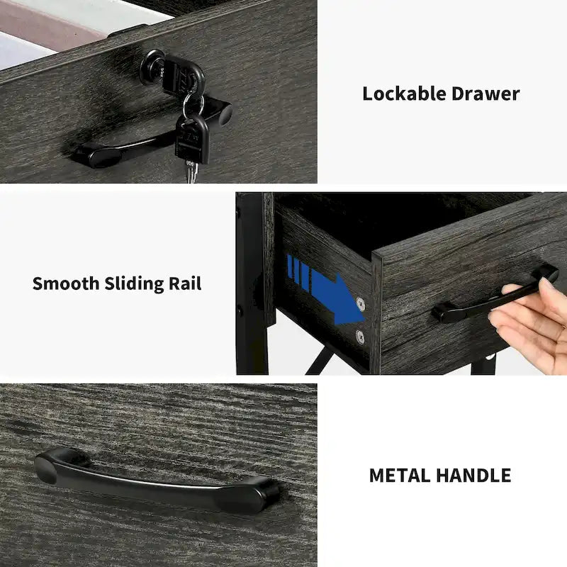 59-Inch Computer Gaming Desk with Hutch and Bookshelf, 3 Drawers