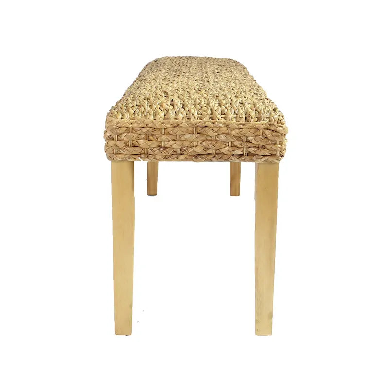 Solid Wood Water Hyacinth Indoor Bench