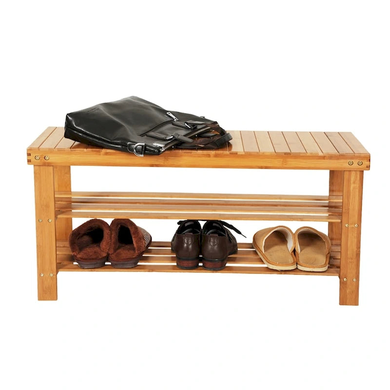 Bamboo 3 Tier Shoe Rack Bench