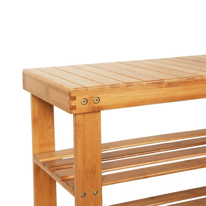Bamboo 3 Tier Shoe Rack Bench