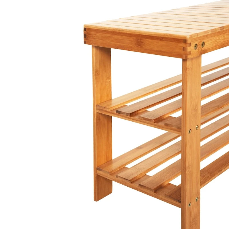 Bamboo 3 Tier Shoe Rack Bench