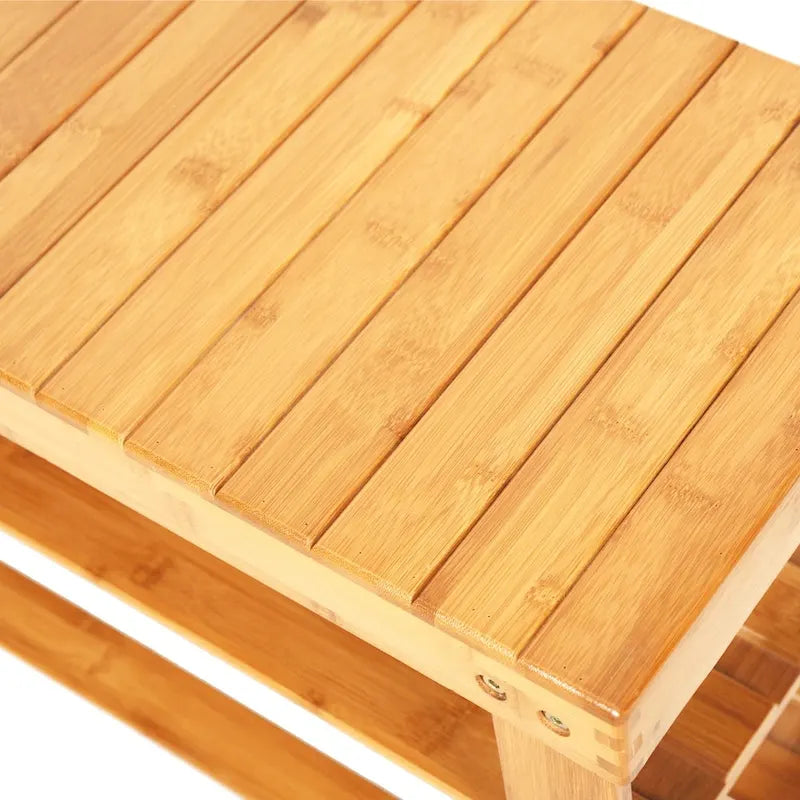 Bamboo 3 Tier Shoe Rack Bench