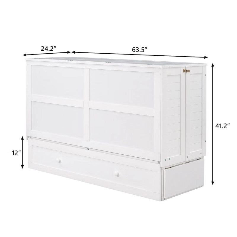Queen Mobile Murphy Bed with Drawer and Side Shelves