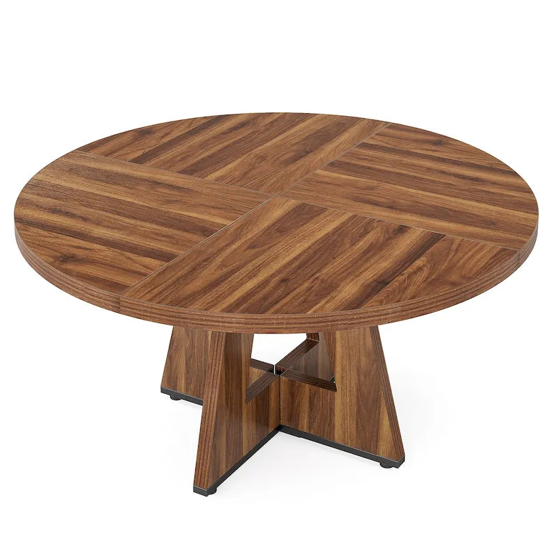 47 Inch Round Wood Farmhouse Dining Table for 4