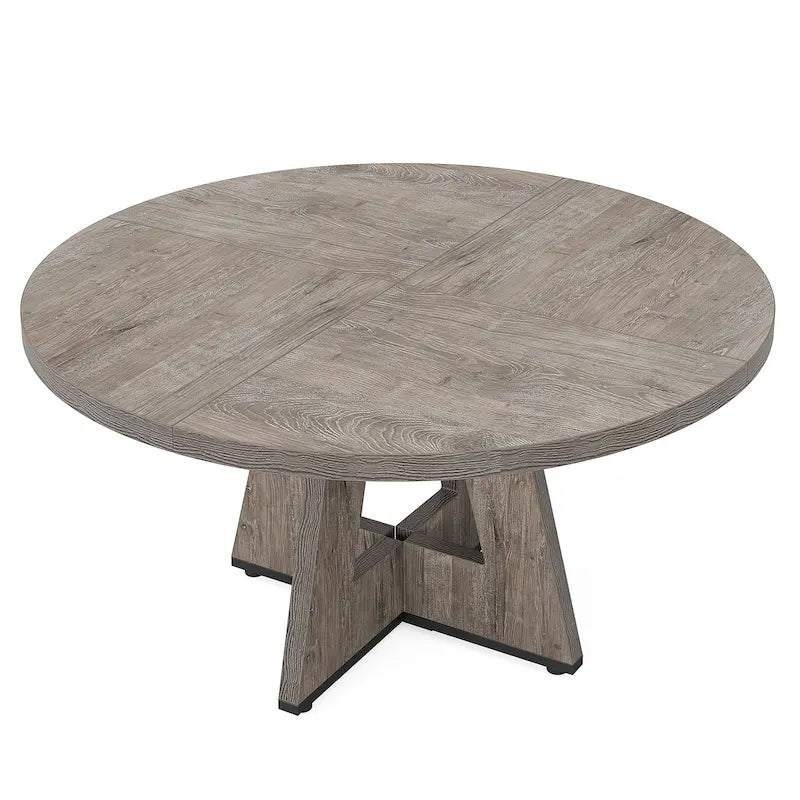 47 Inch Round Wood Farmhouse Dining Table for 4